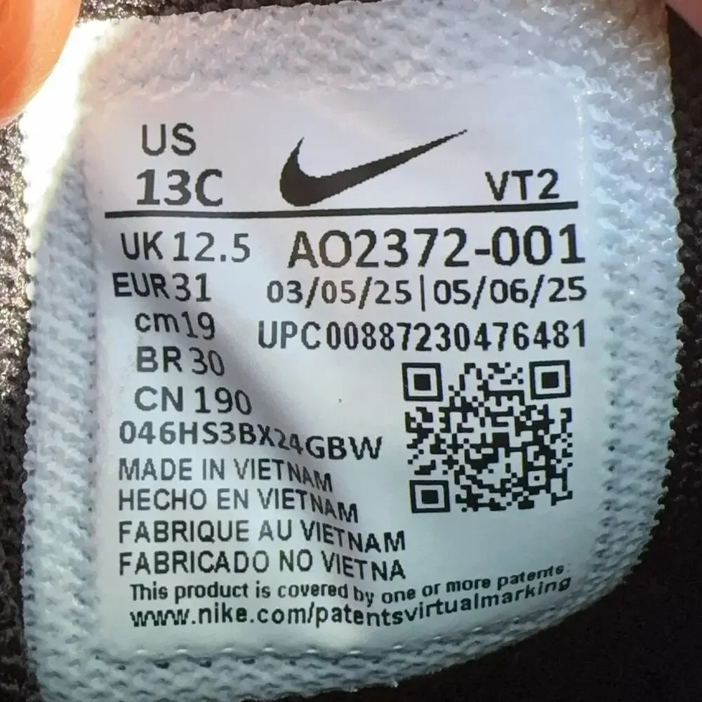 Nike Air Max 270 Kids 13C Black White Anthracite Shoes AO2372 001